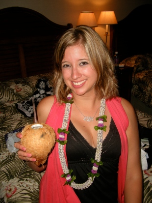 drinking from a coconut!